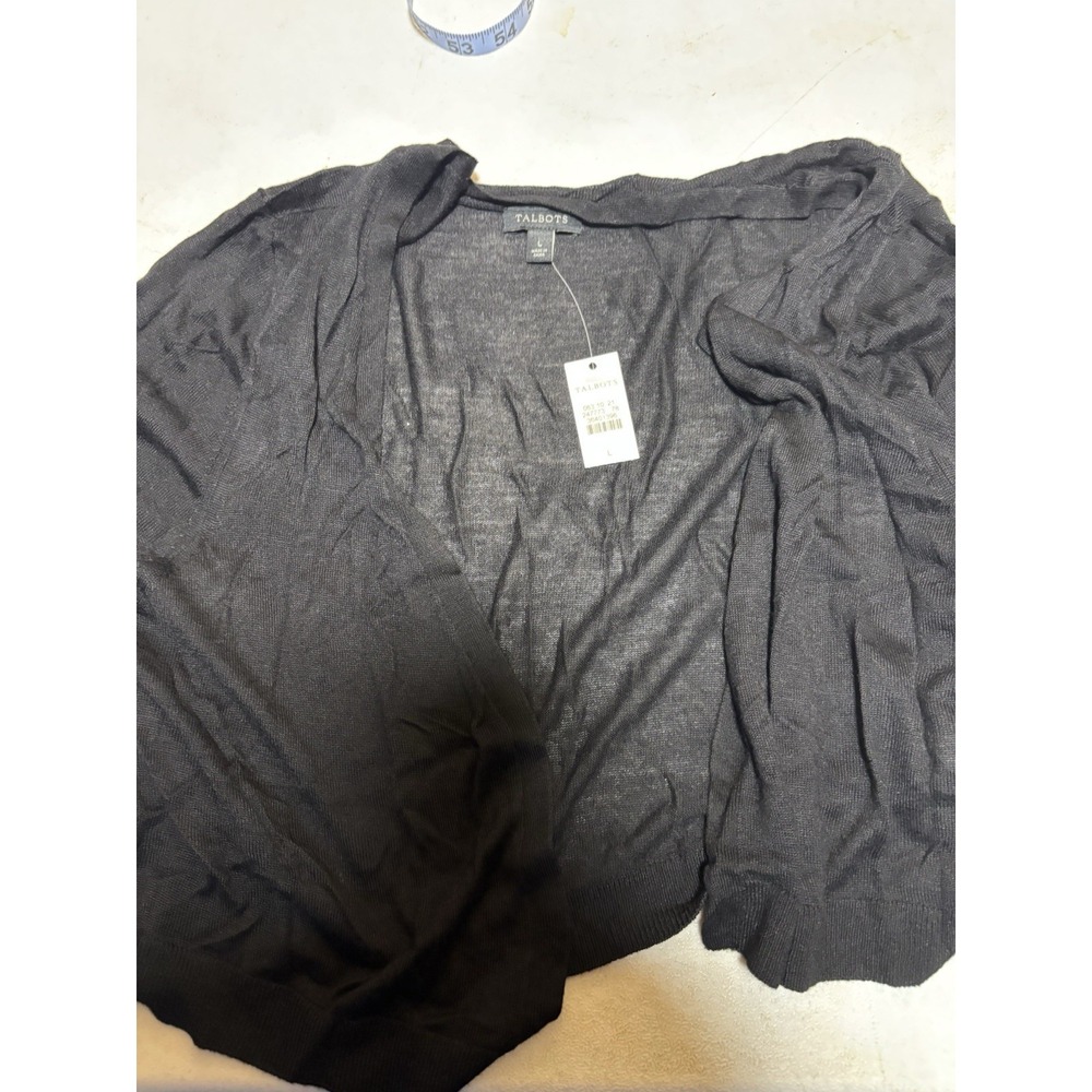 WOMEN'S TALBOTS BLACK‎ HALF-SLEEVE CARDIGAN SIZE LARGE